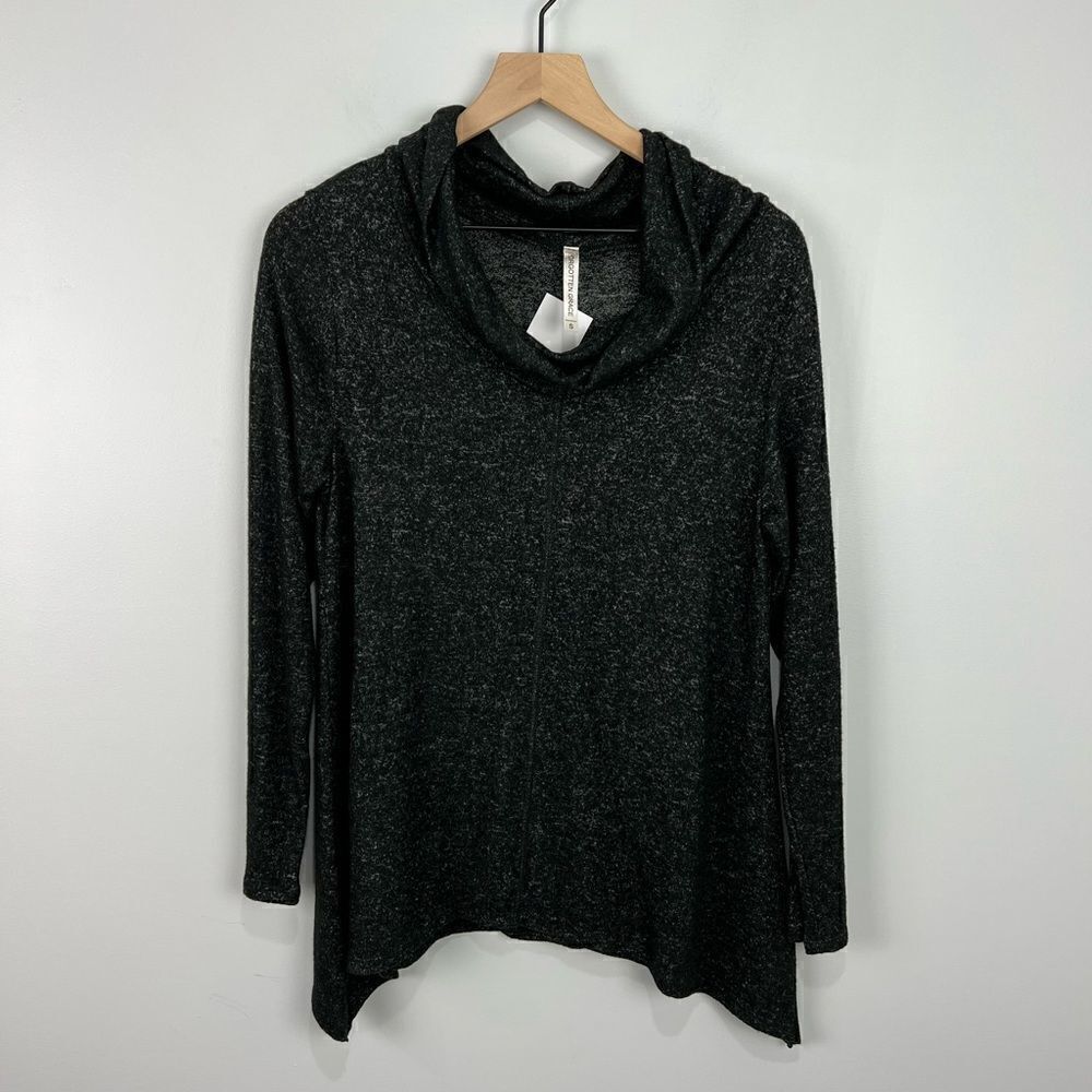 Forgotten Grace Cowl Neck Sweater Dark Grey S NWT